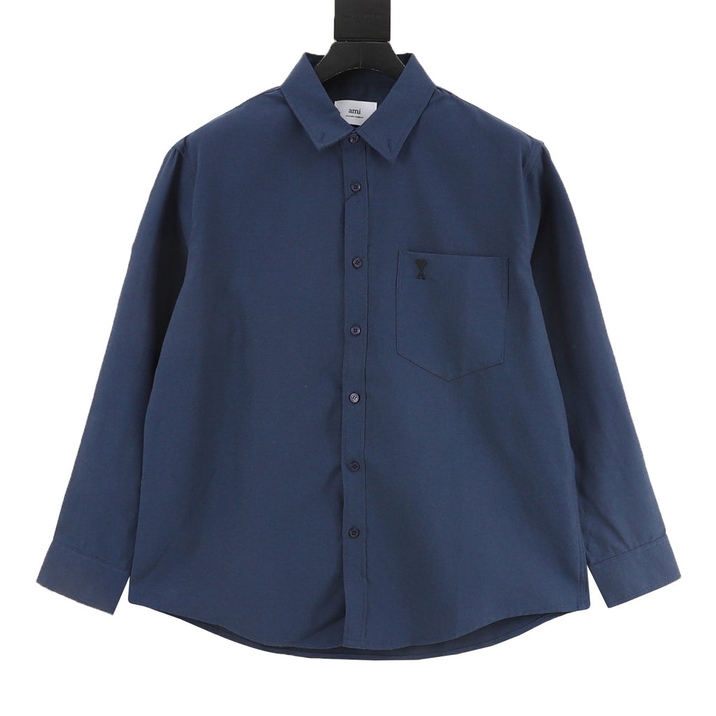 AMI Paris Ami de Cœur Chest Pocket Shirt — Navy Blue | 2026