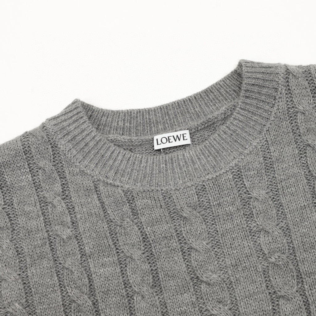 Loewe Retro Cable Knit Crew Neck Pullover Sweater