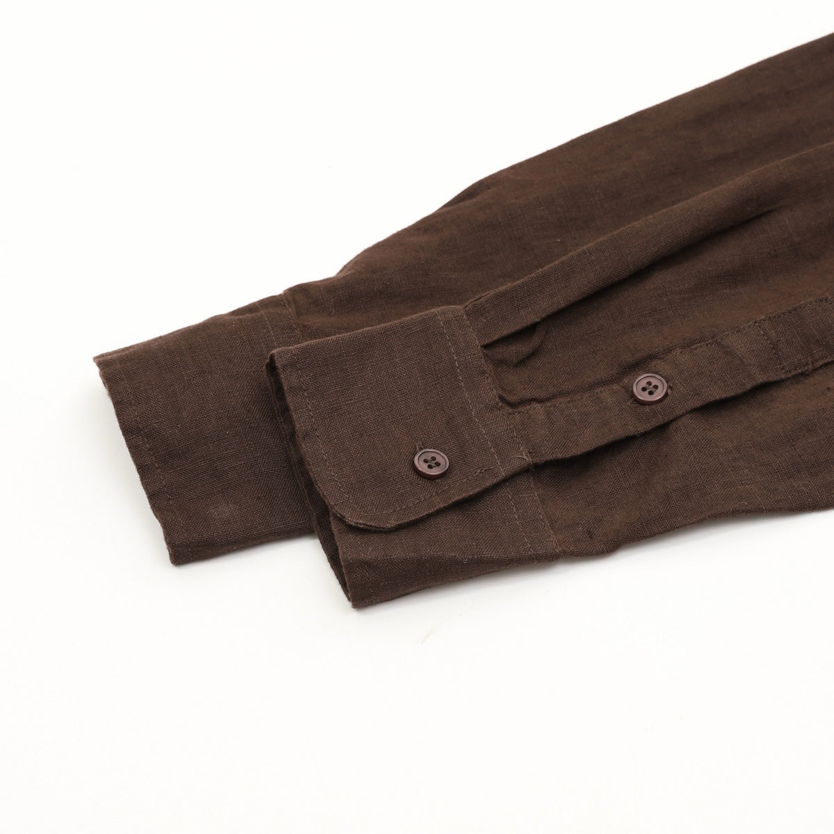 Loro Piana Women's Men's Brown Mandarin-Collar Linen Shirt