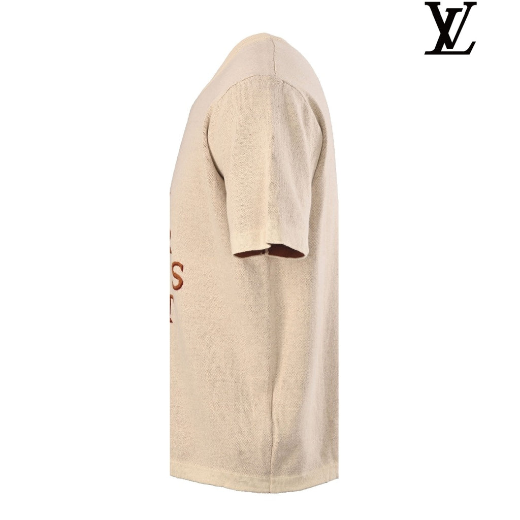 Louis Vuitton Men's Beige Malletier Letter Knit T-Shirt