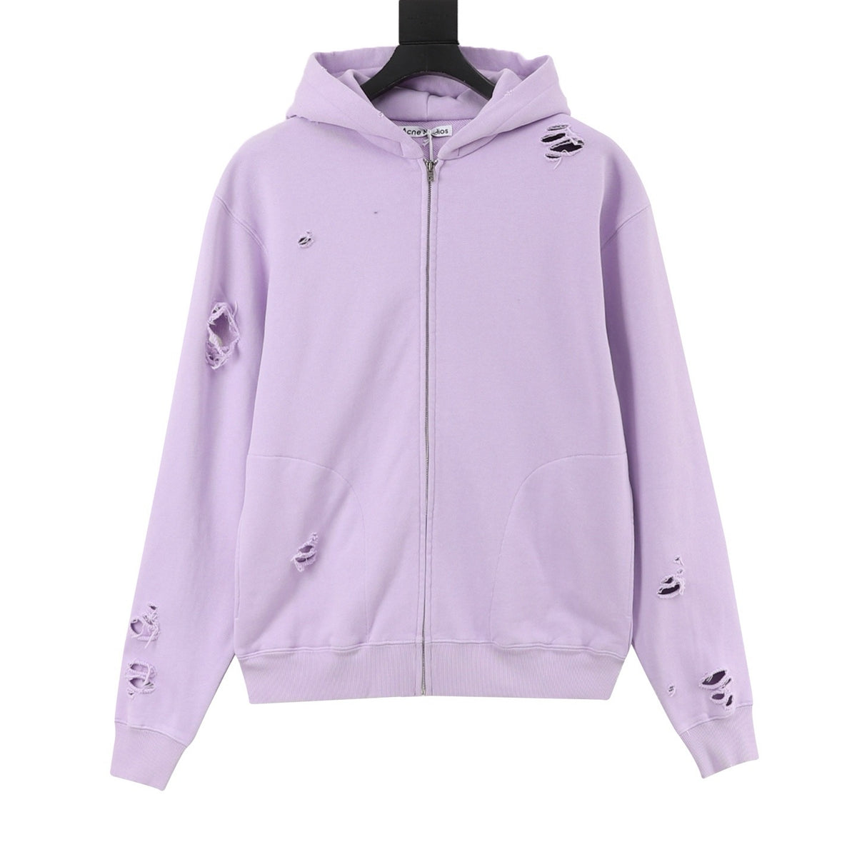Acne Studios Women's Men's Lavender Distressed Zip-Up Hoodie
