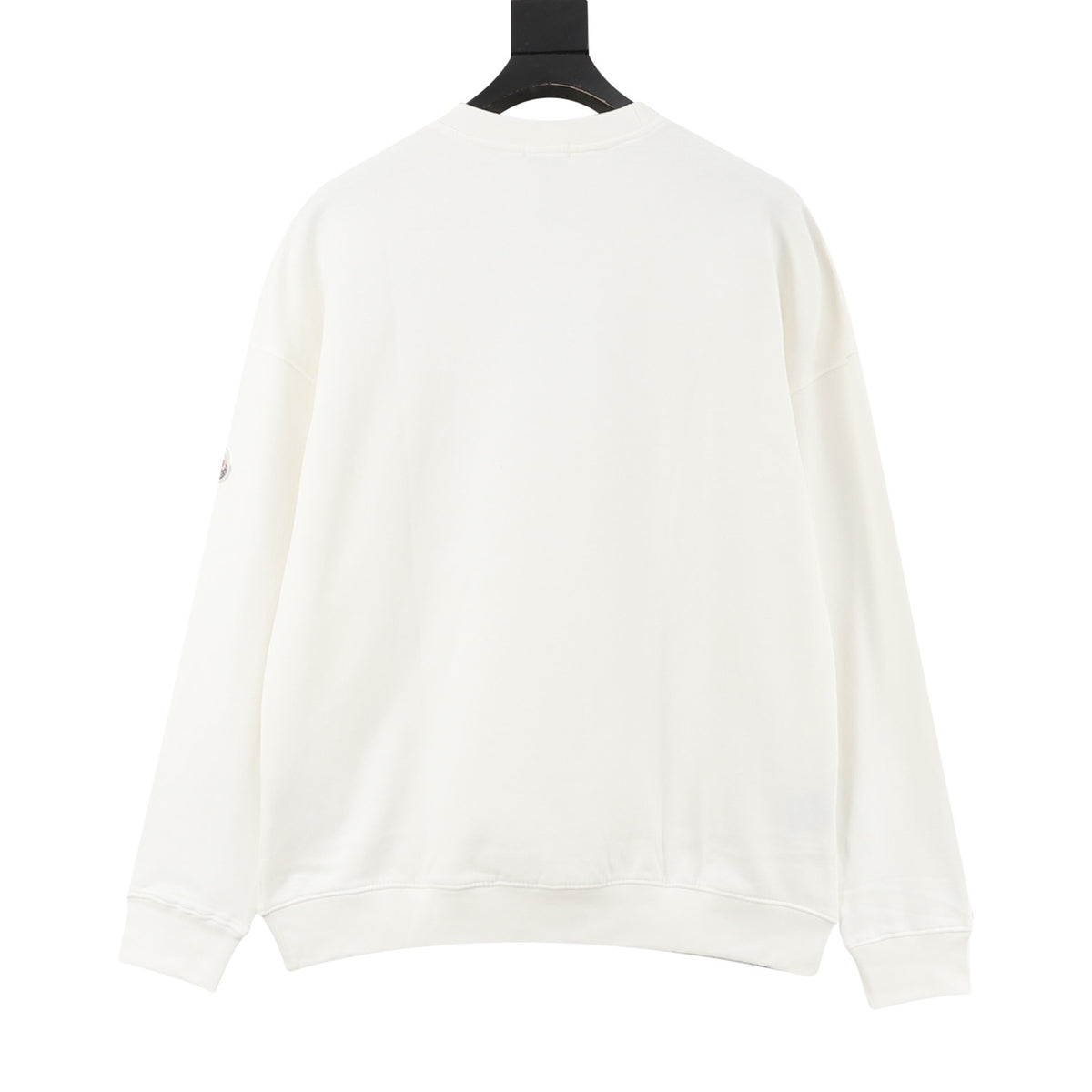 Moncler Women's & Men's White Curved Neck Logo Crewneck Sweatshirt