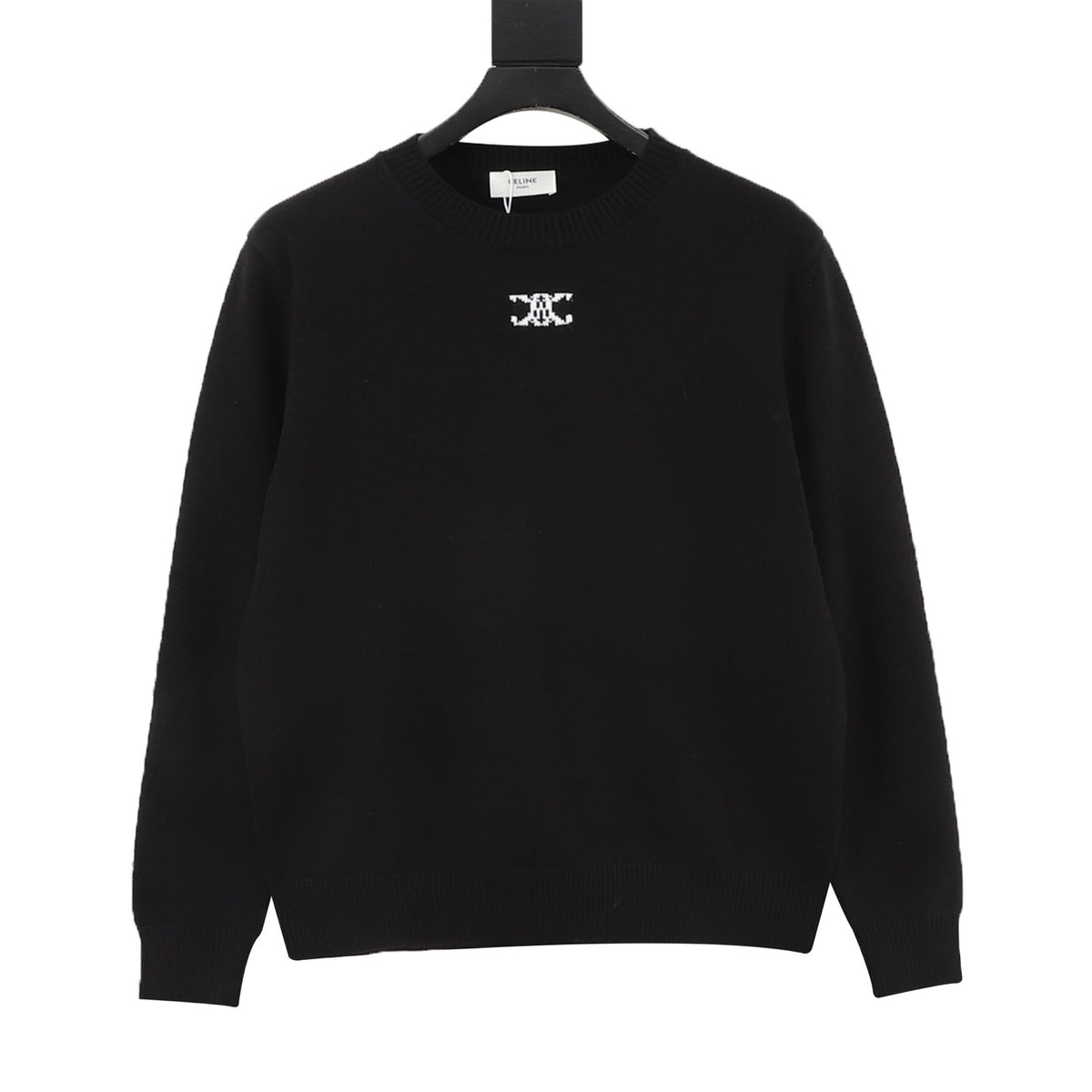 Celine Women's Men's Black Triomphe Logo Crewneck Sweater