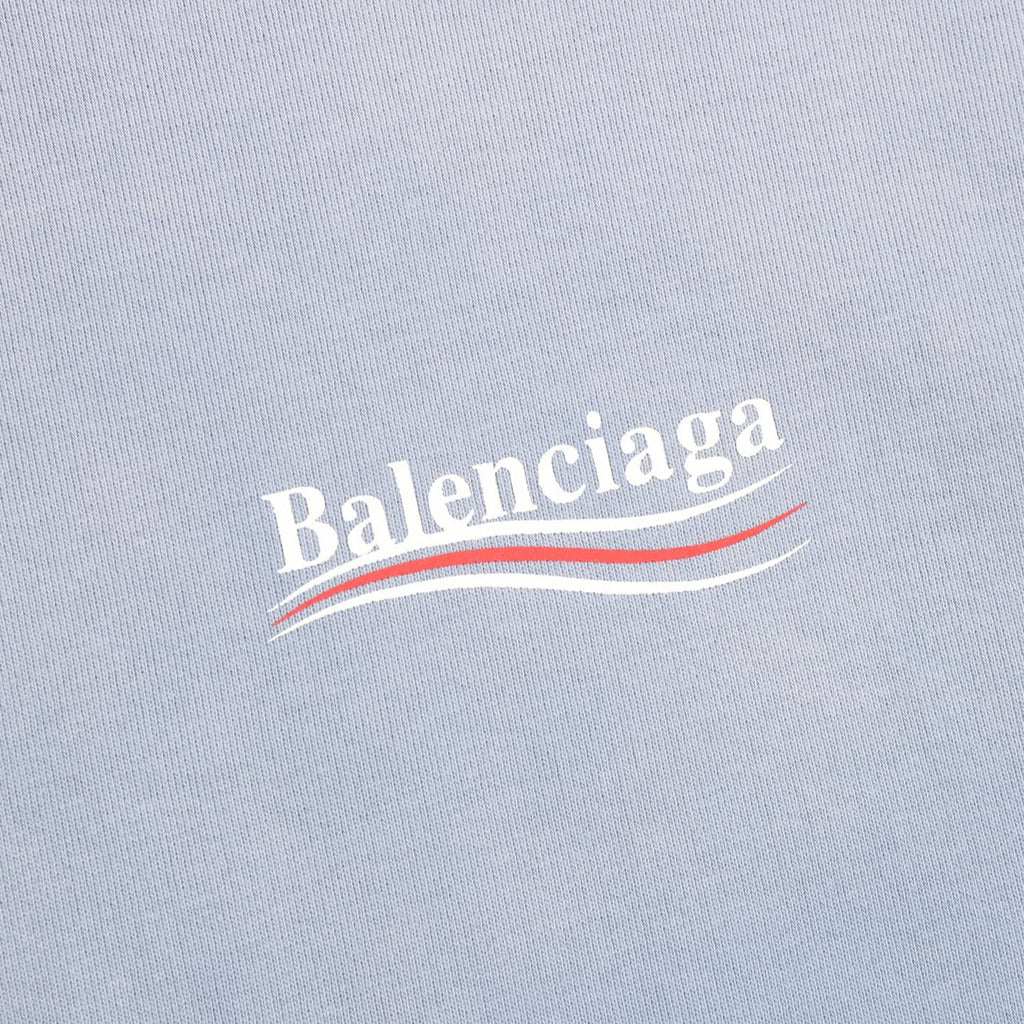 Balenciaga Political Campaign Logo Hoodie — Powder Blue