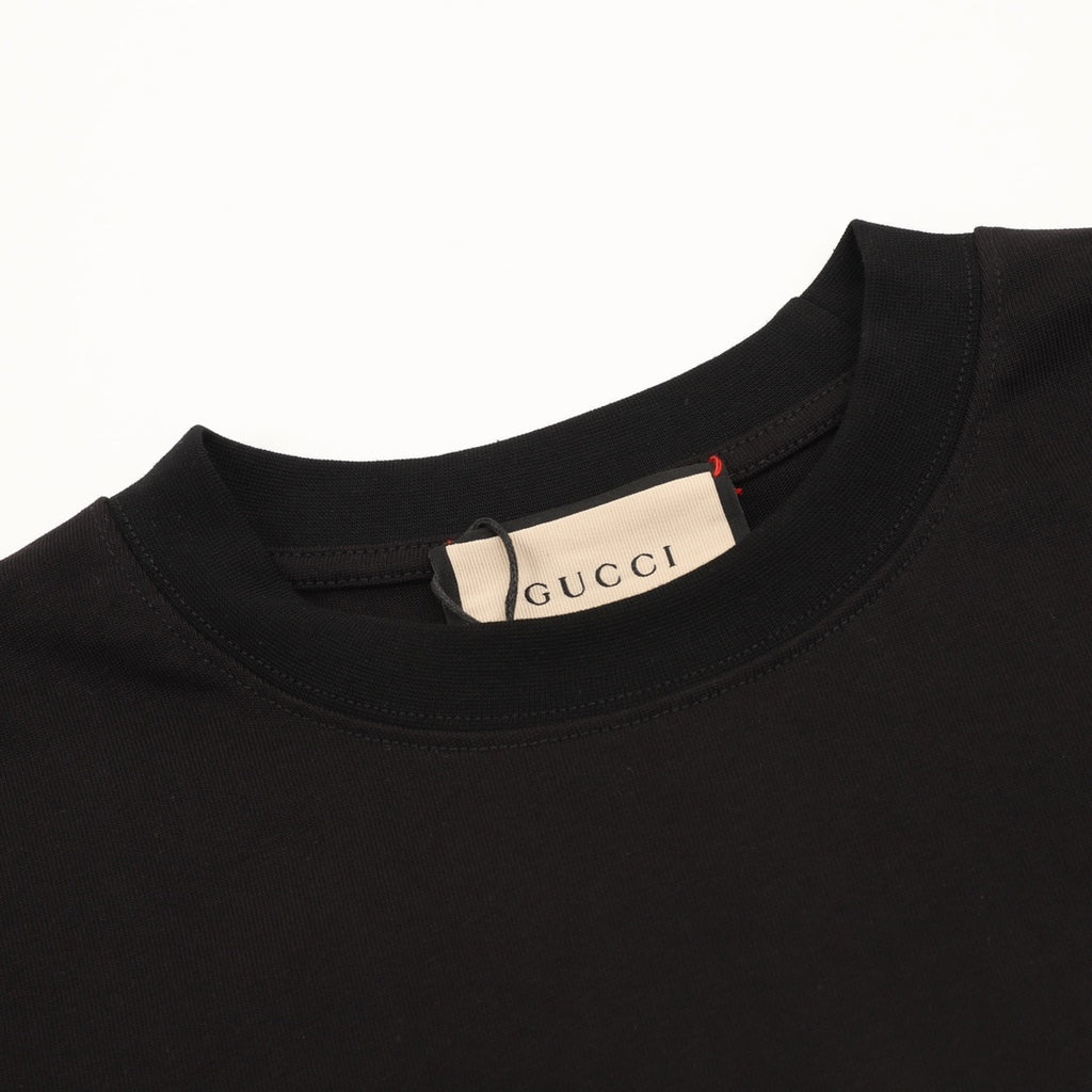 Gucci Men's Black Cartoon Bear & Logo Print T-Shirt