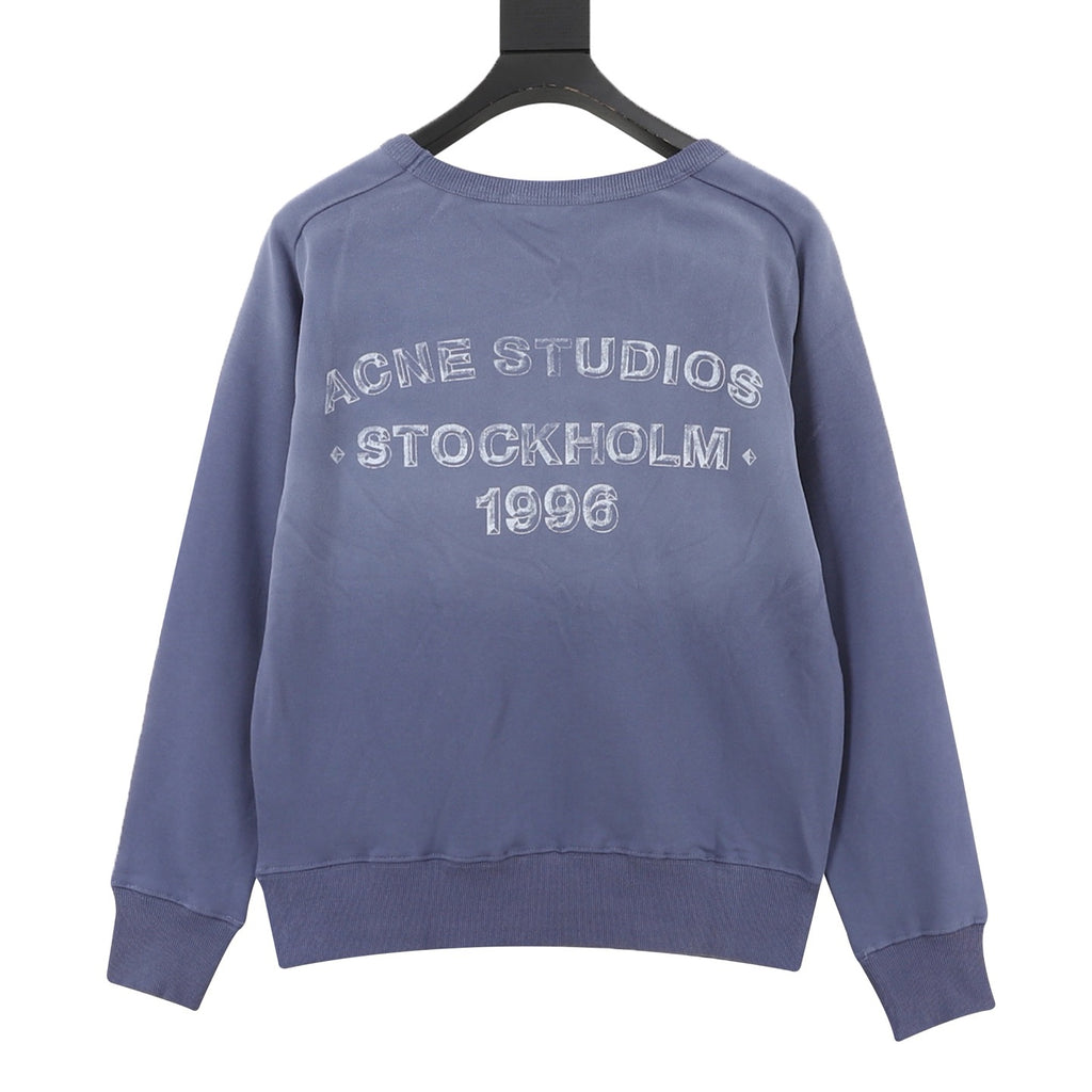 Acne Studios Women's Men's Dusty Blue Stockholm 1996 Print Crewneck Sweatshirt