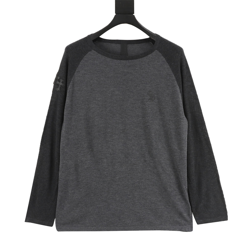 Chrome Hearts CH Gothic Logo Cross Embroidered Raglan Long-Sleeve T-Shirt