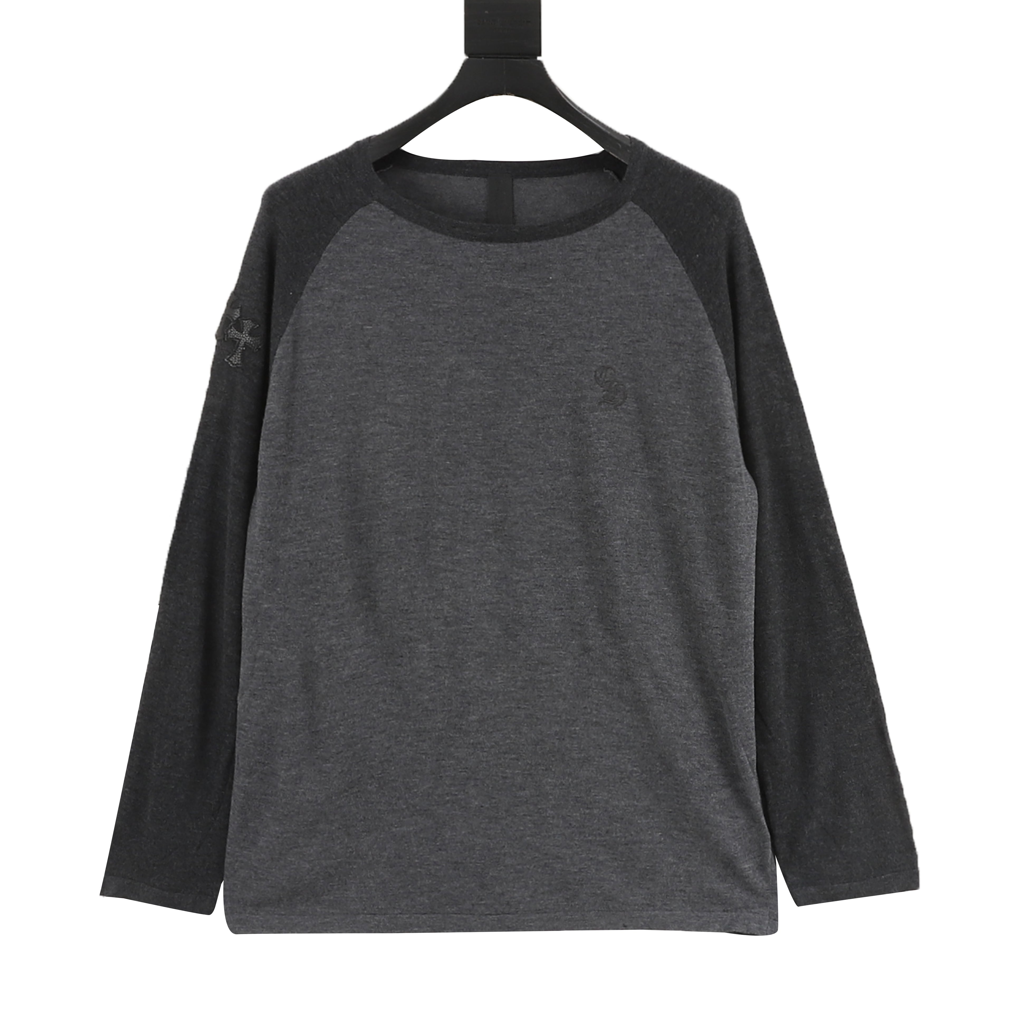Chrome Hearts CH Gothic Logo Cross Embroidered Raglan Long-Sleeve T-Shirt