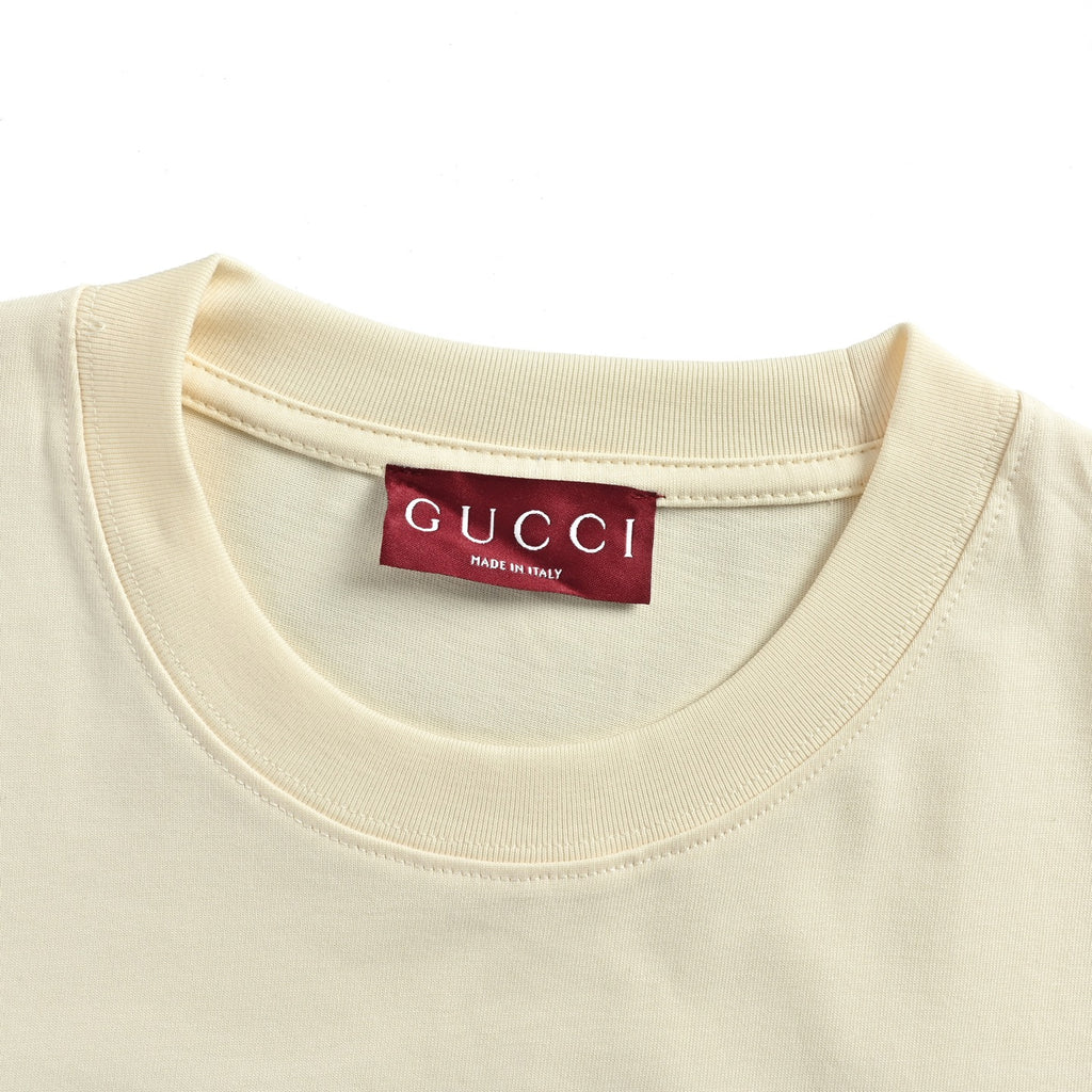Gucci Interlocking GG Web Logo Short-Sleeve T-Shirt in Cream