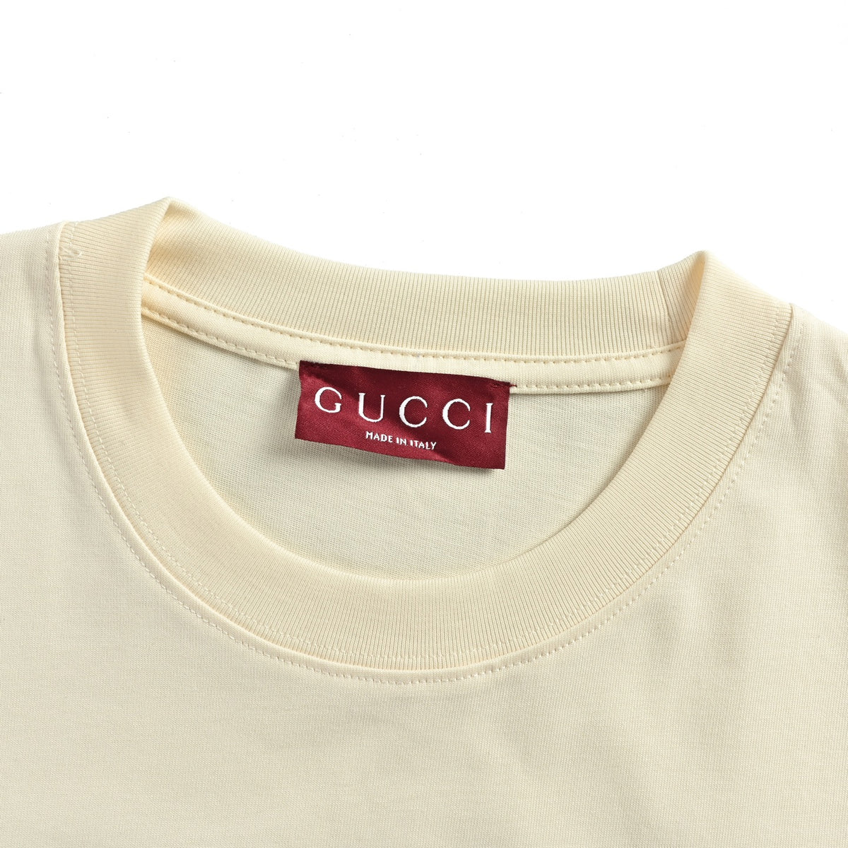 Gucci Interlocking GG Web Logo Short-Sleeve T-Shirt in Cream