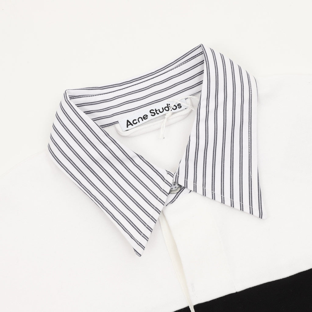 Acne Studios Black & White Striped Long-Sleeve Polo Shirt