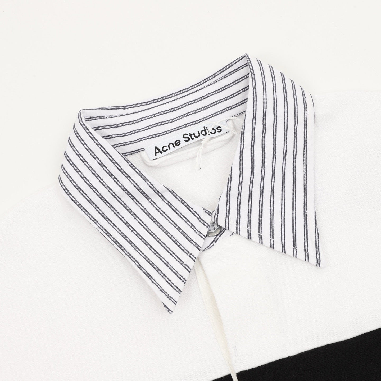 Acne Studios Black & White Striped Long-Sleeve Polo Shirt