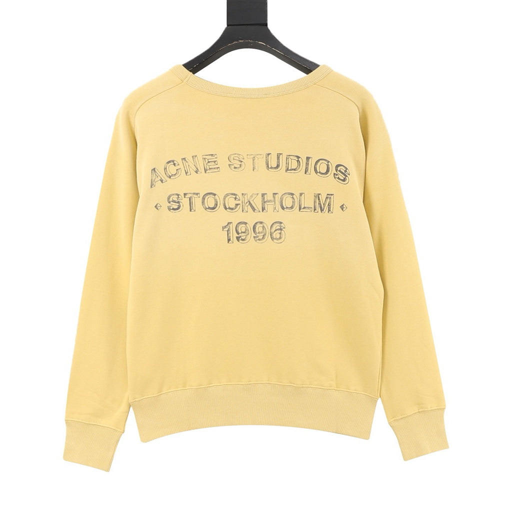 Acne Studios Women's Men's Pale Yellow Stockholm 1996 Print Crewneck Sweatshirt