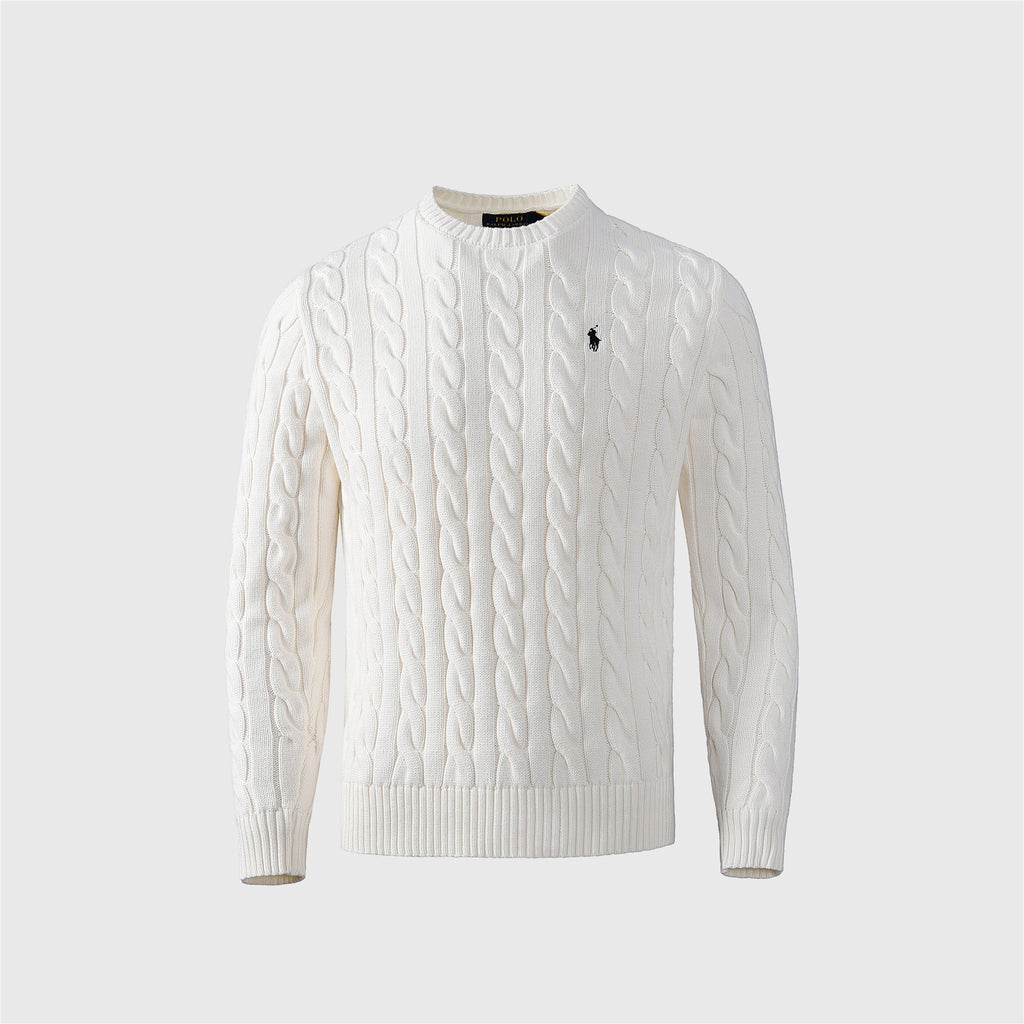 Polo Ralph Lauren Women's Men's White Cable Knit Crewneck Sweater