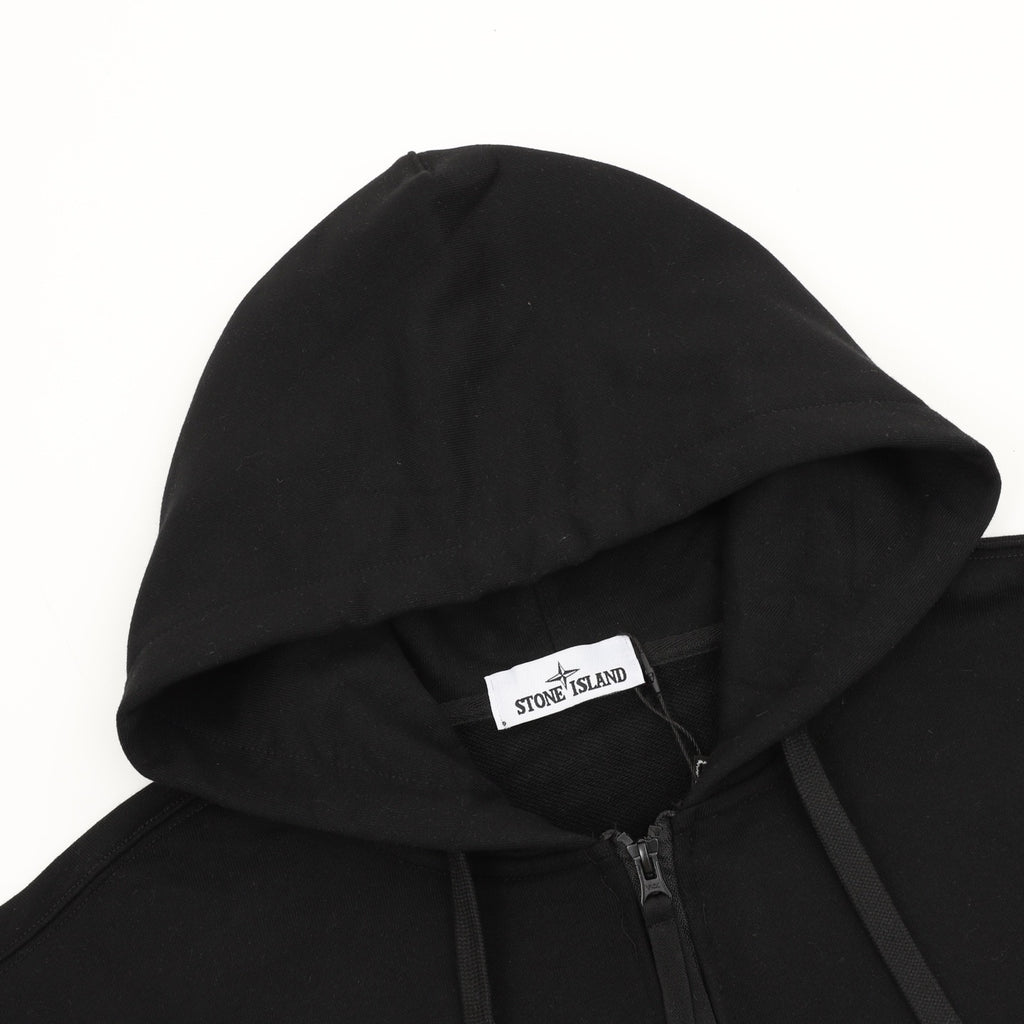 Stone Island Sleeve Patch Hooded Zip-Up Jacket | White Contrast Zip Casual Outerwear