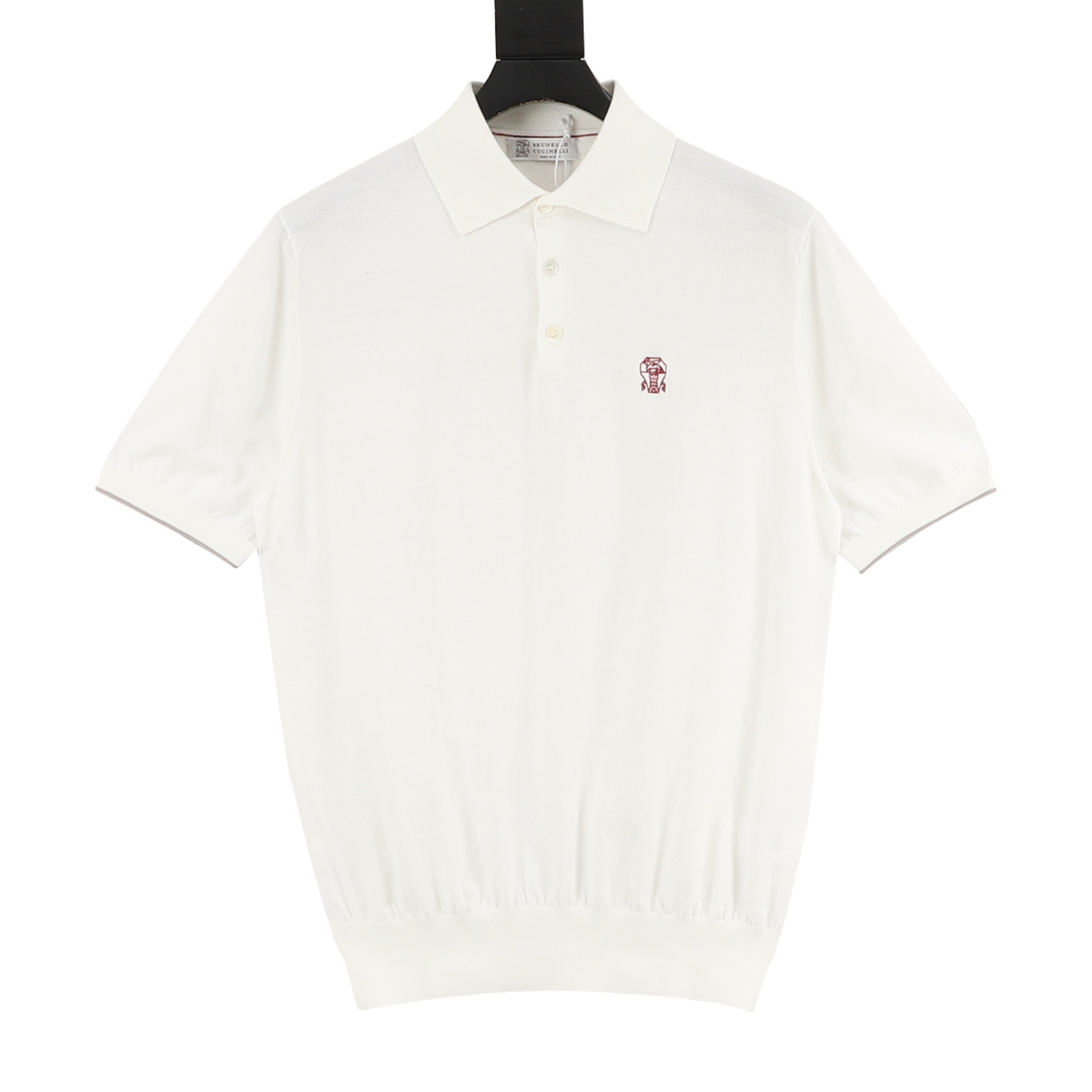 Brunello Cucinelli Solid Color Embroidered Logo Polo Shirt