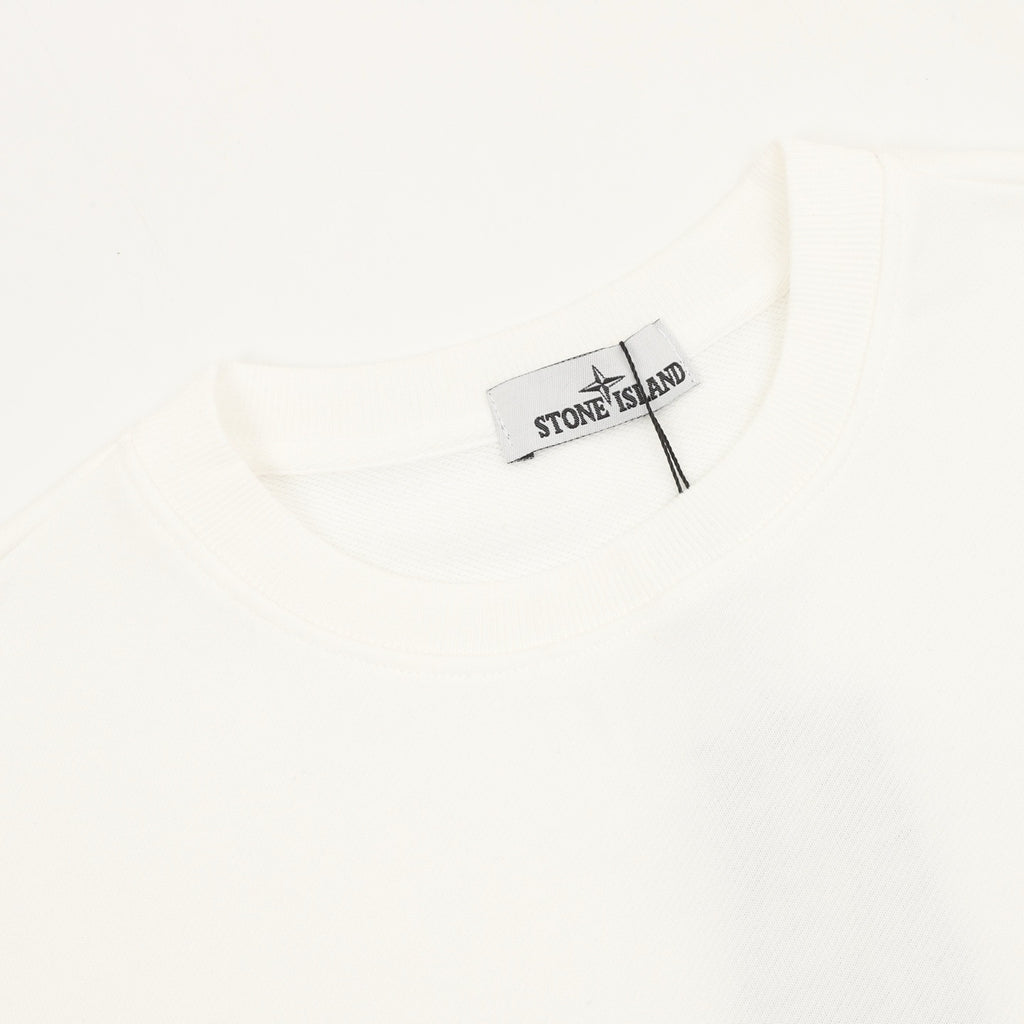 Stone Island Sleeve Badge Crewneck Sweatshirt | White Minimalist Luxury Streetwear