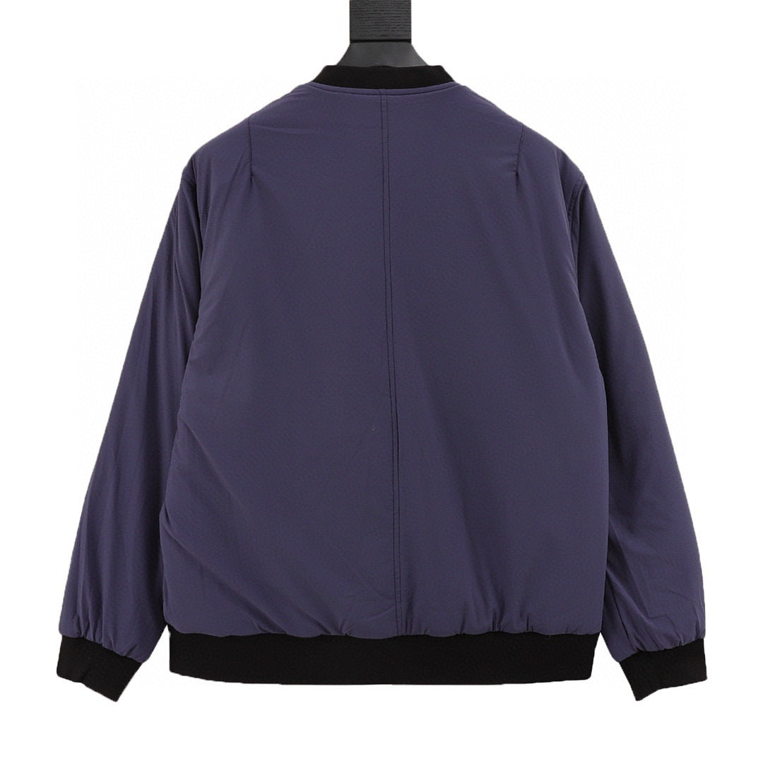 Chanel Reversible Quilted Cotton Jacket with Embroidered Slogan and Vintage-Style Zipper