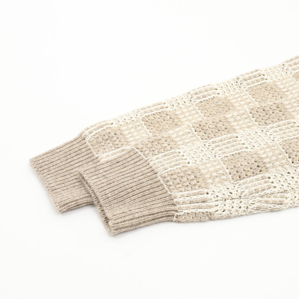 Louis Vuitton Women's Men's Beige Crochet Check Knit Polo Shirt