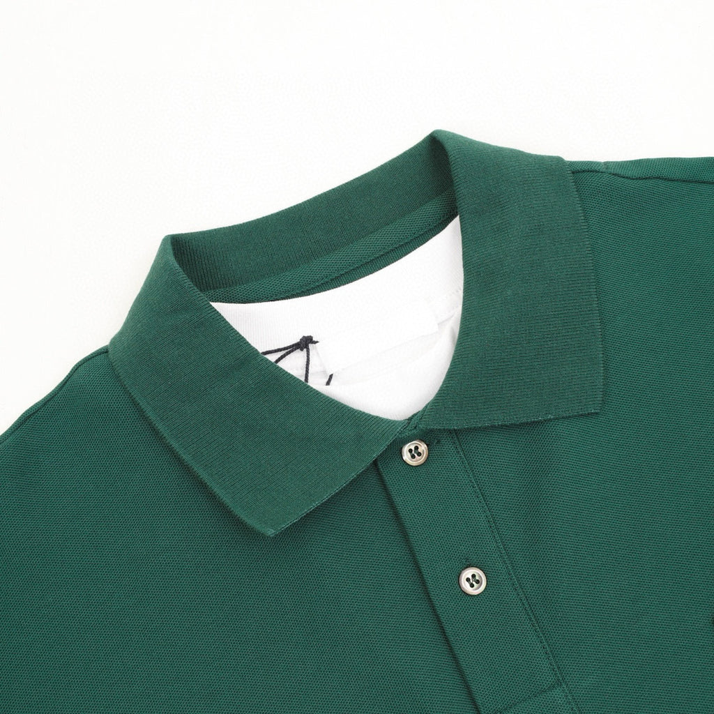 Prada Faux-Layered White Cuff Piqué Cotton Long-Sleeve Polo Shirt