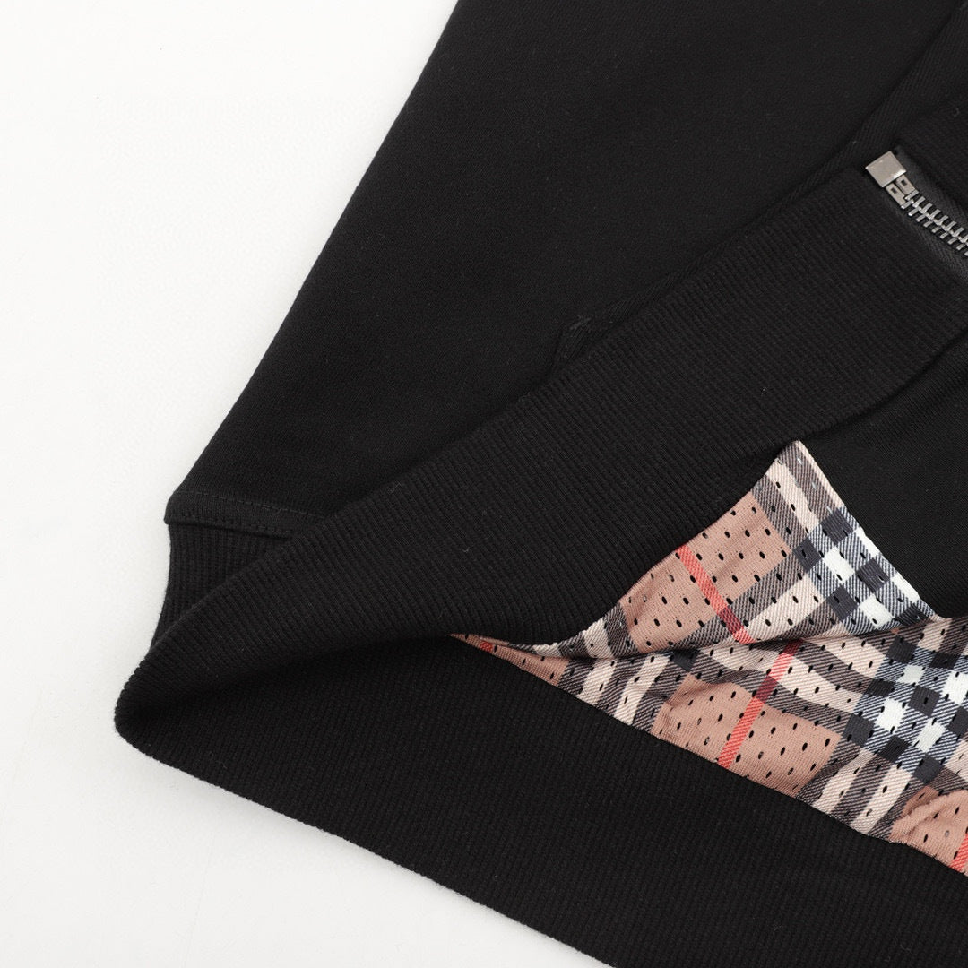 Burberry London England Label Vintage Check-Lined Zip-Up Hoodie