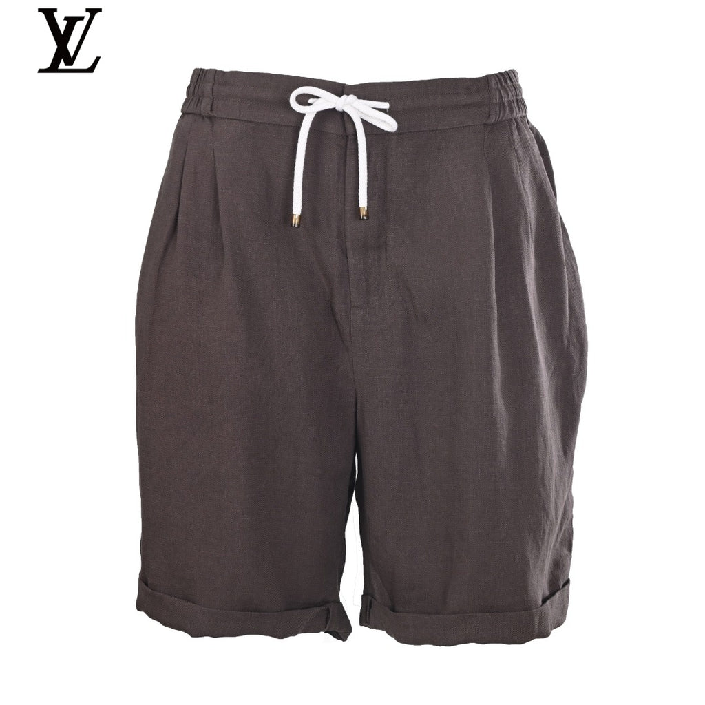 Louis Vuitton Men's Dark Brown Linen Drawstring Shorts