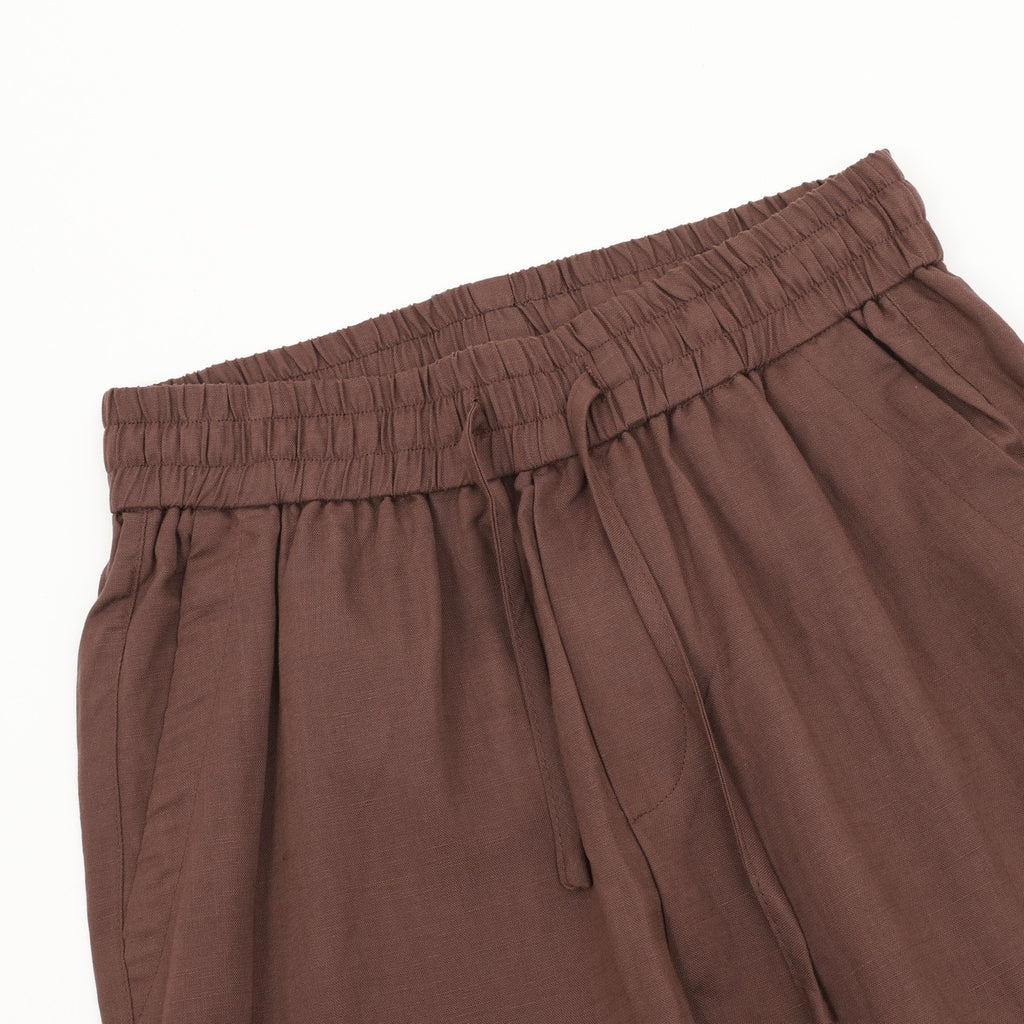 Loewe Women's Men's Brown Elasticated-Waist Linen Trousers