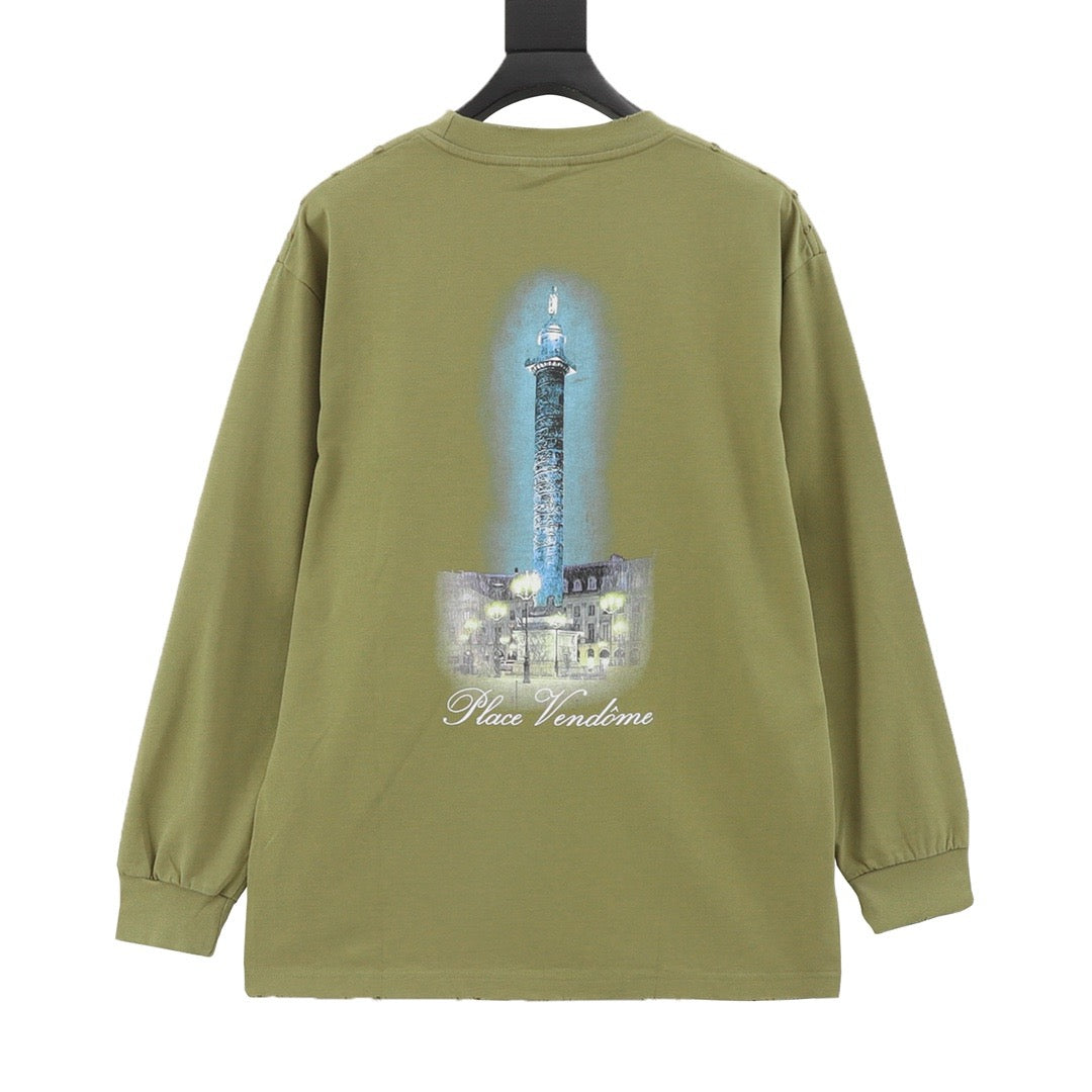VOGUE Women's Men's Olive Logo Long-Sleeve T-Shirt