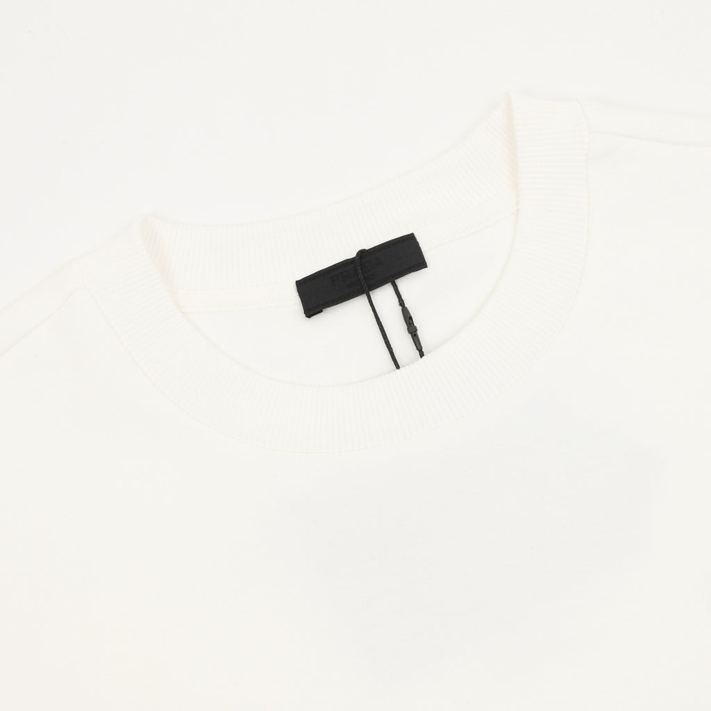 Prada Women's Men's White Triangle Logo Crewneck Sweatshirt