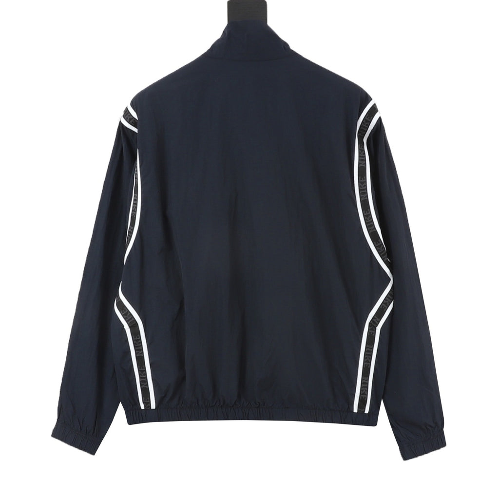 Nike Women's Men's Navy Logo Tape Stand-Collar Windbreaker Jacket