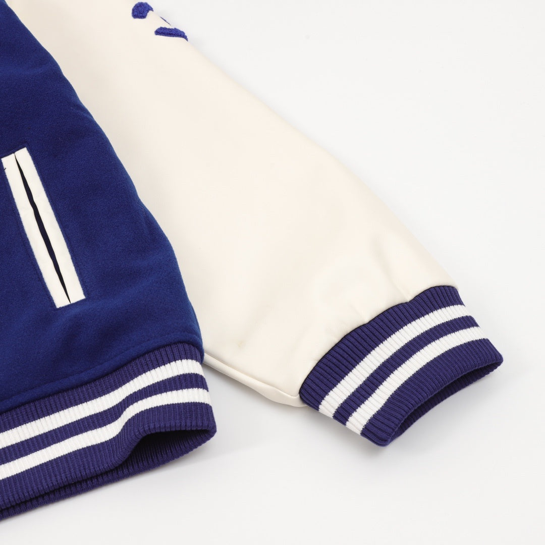 Chanel Paneled Flocked-Embroidery Varsity Jacket