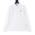 Moncler Women's Men's White Logo Patch Long-Sleeve Polo Shirt