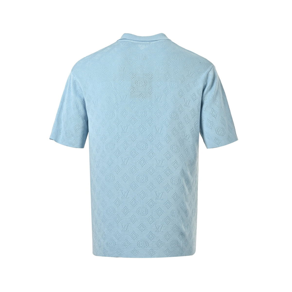 Louis Vuitton All-Over Monogram Knit Short-Sleeve Polo in Light Blue
