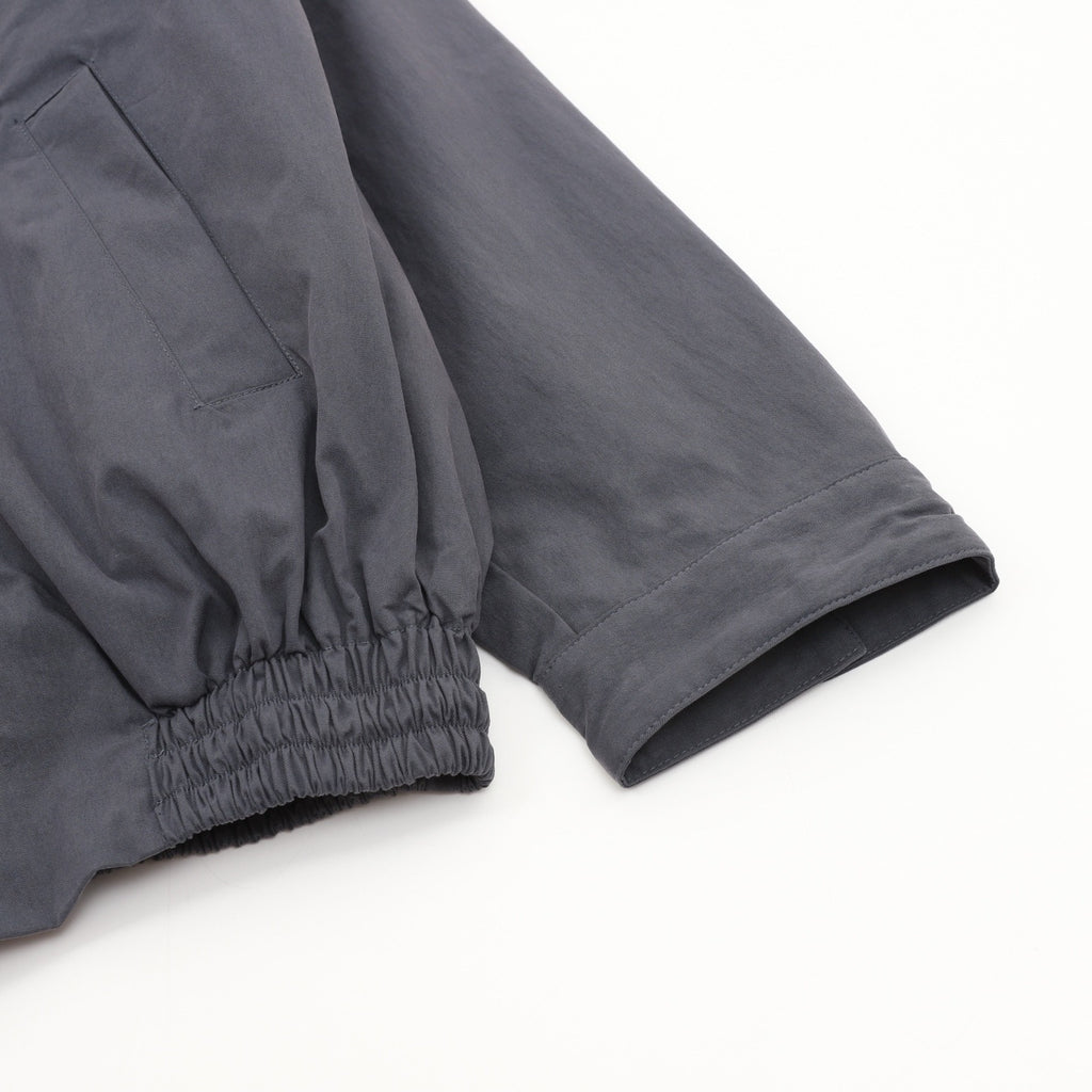 Miu Miu MM Embroidered Logo Shirt Collar Jacket | Slate Blue Elastic Hem Casual Outerwear