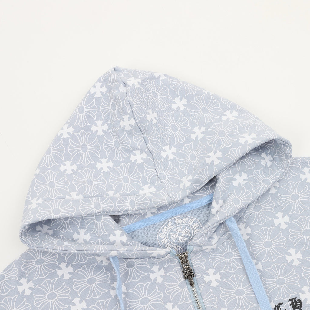 Chrome Hearts All-Over Print Zip-Up Sweatshirt Jacket