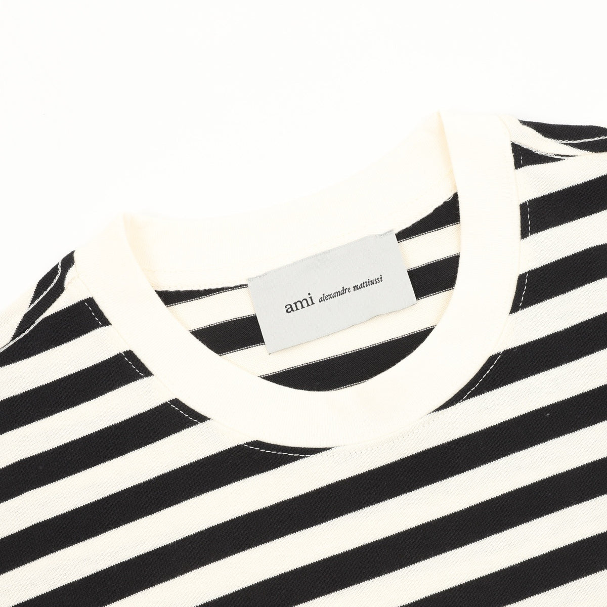 AMI Paris Women's & Men's Black & Off-White Striped Long Sleeve Top with Small A Logo