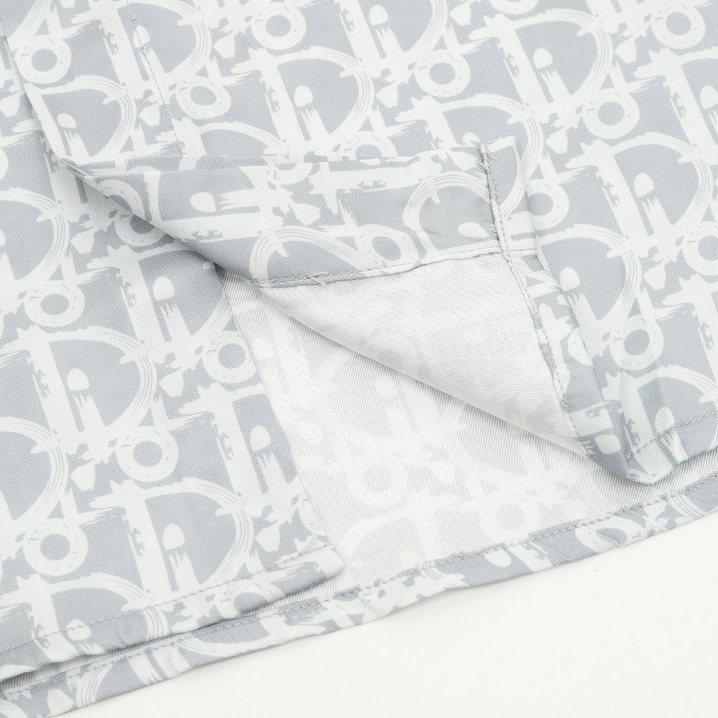 Dior Oblique Monogram All-Over Satin Shirt | Light Blue Jacquard Luxury Long Sleeve