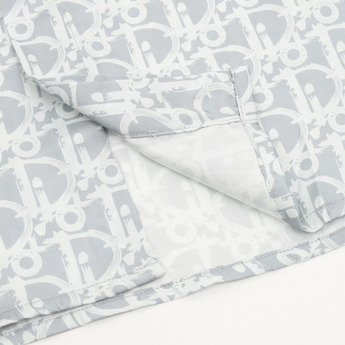 Dior Oblique Monogram All-Over Satin Shirt | Light Blue Jacquard Luxury Long Sleeve