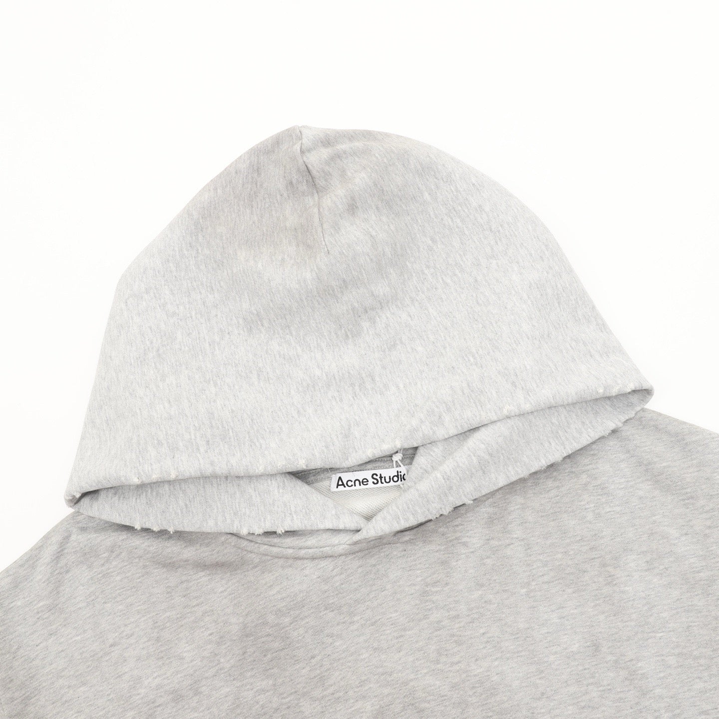 Acne Studios Six-Color Spray Paint Distressed Back Letter Hoodie | Light Grey Oversized Luxury Sweatshirt