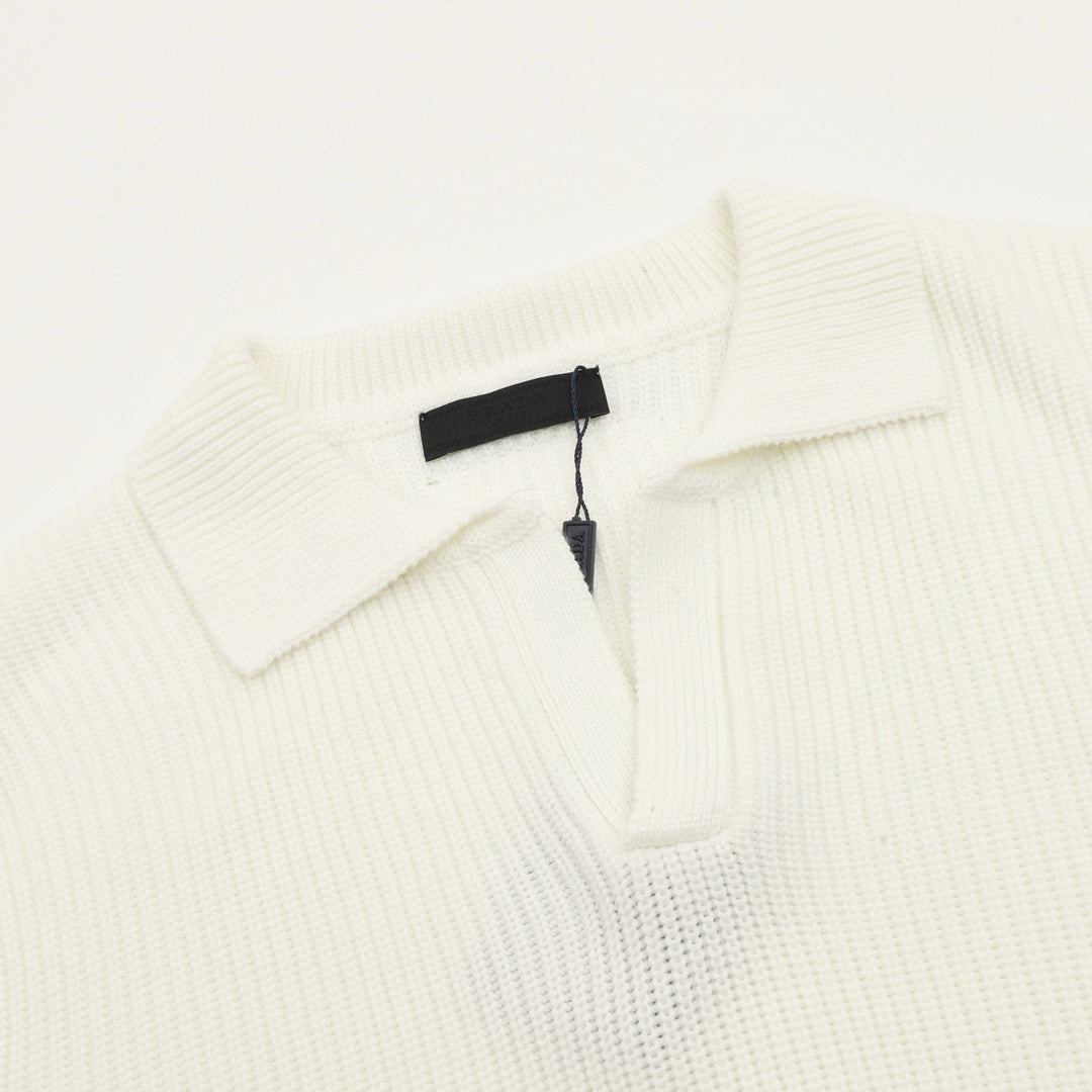 Prada Polo Collar Half-Zip Chunky Knit Sweater