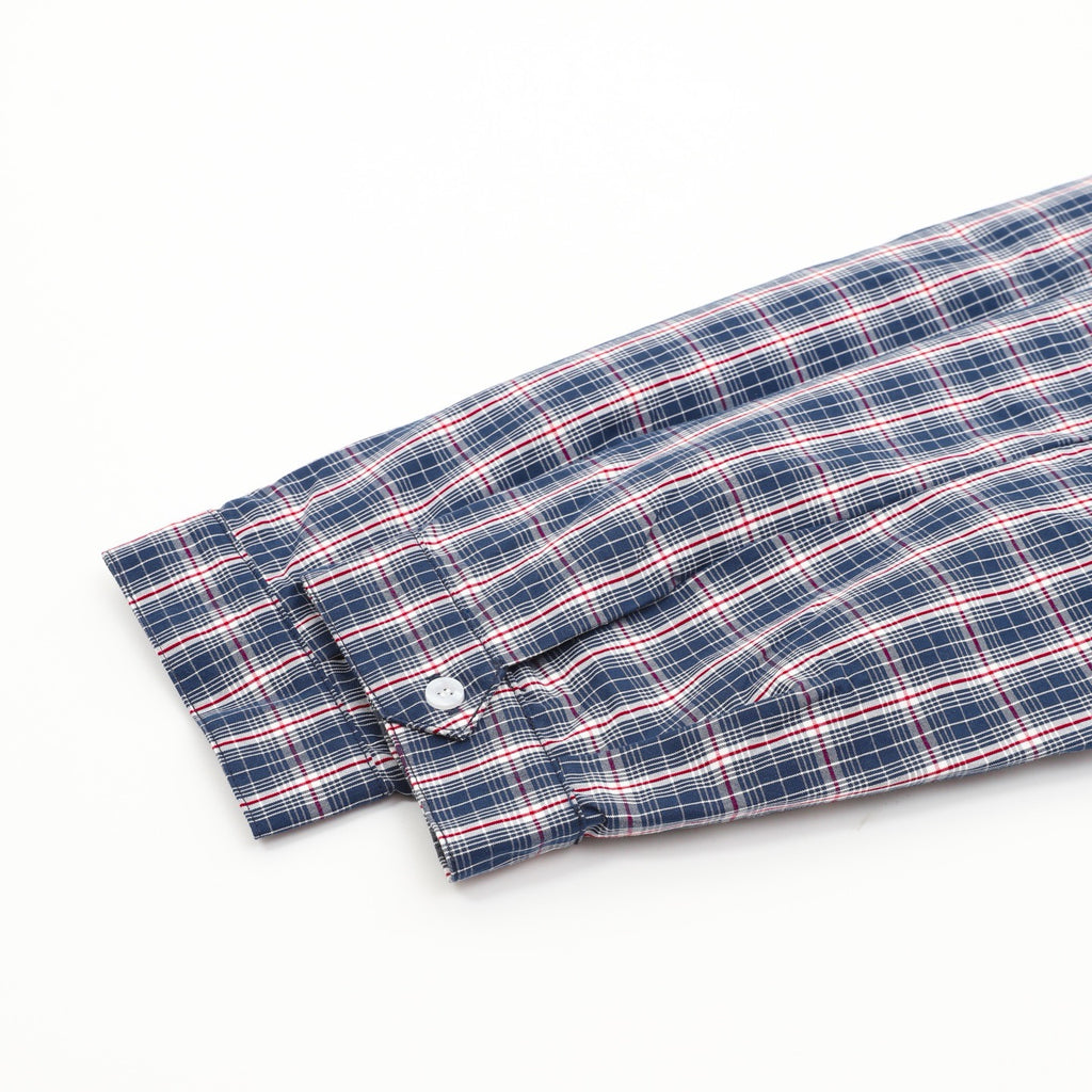 Miu Miu Blue Plaid Embroidered Logo Shirt Jacket | Elastic Hem Preppy Casual Outerwear