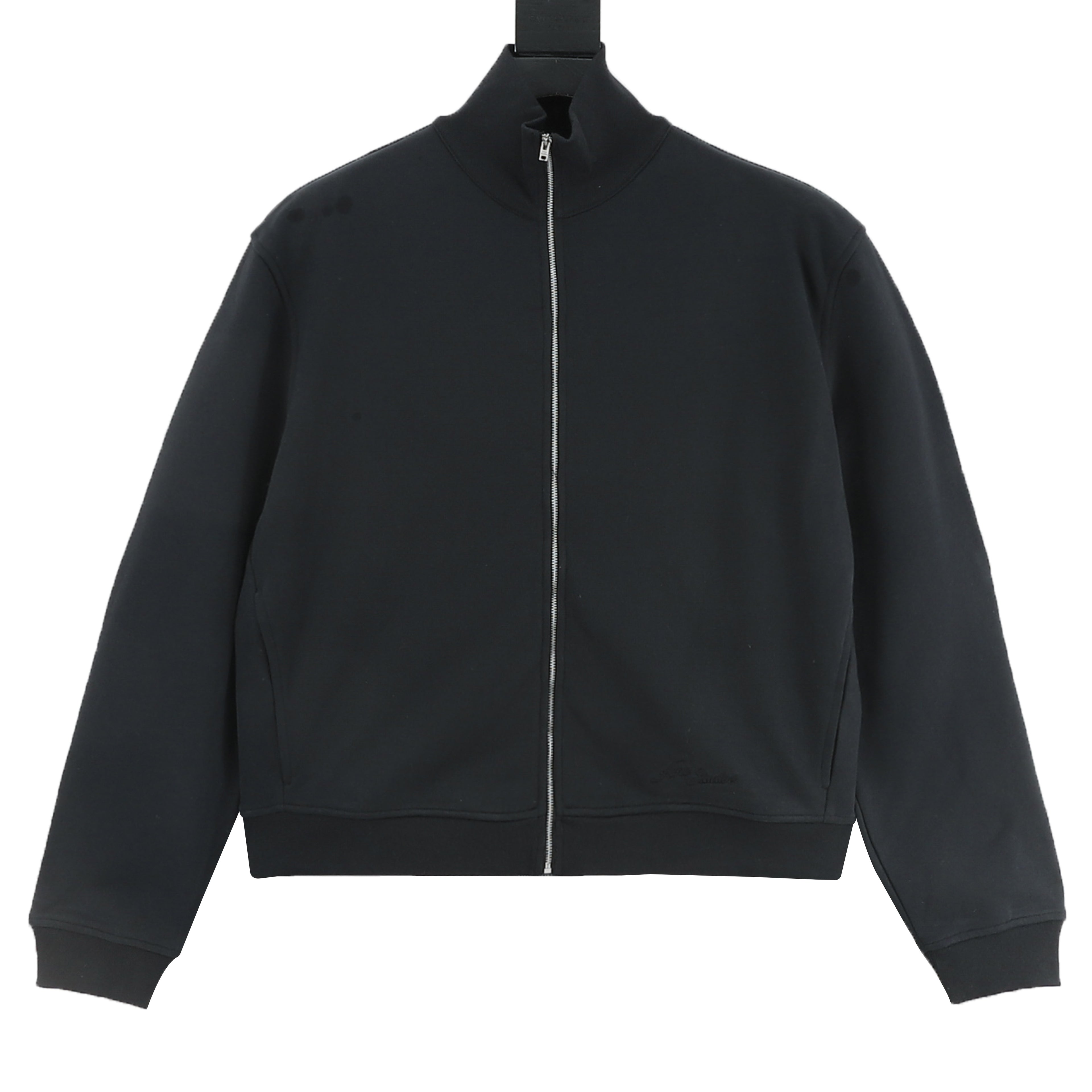 Acne Studios Tonal Script Embroidery Zip Jacket — Black