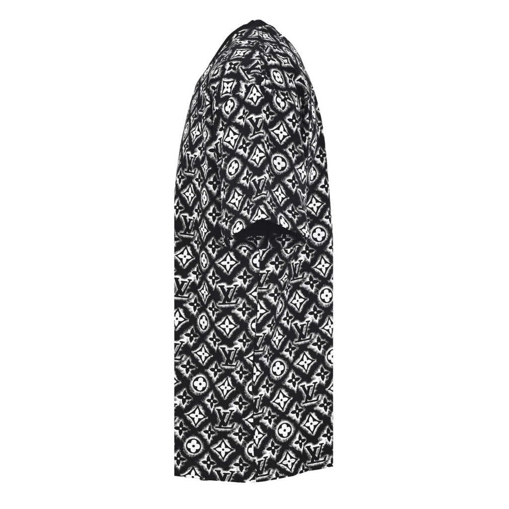 Louis Vuitton All-Over Monogram Print Short-Sleeve T-Shirt in Black