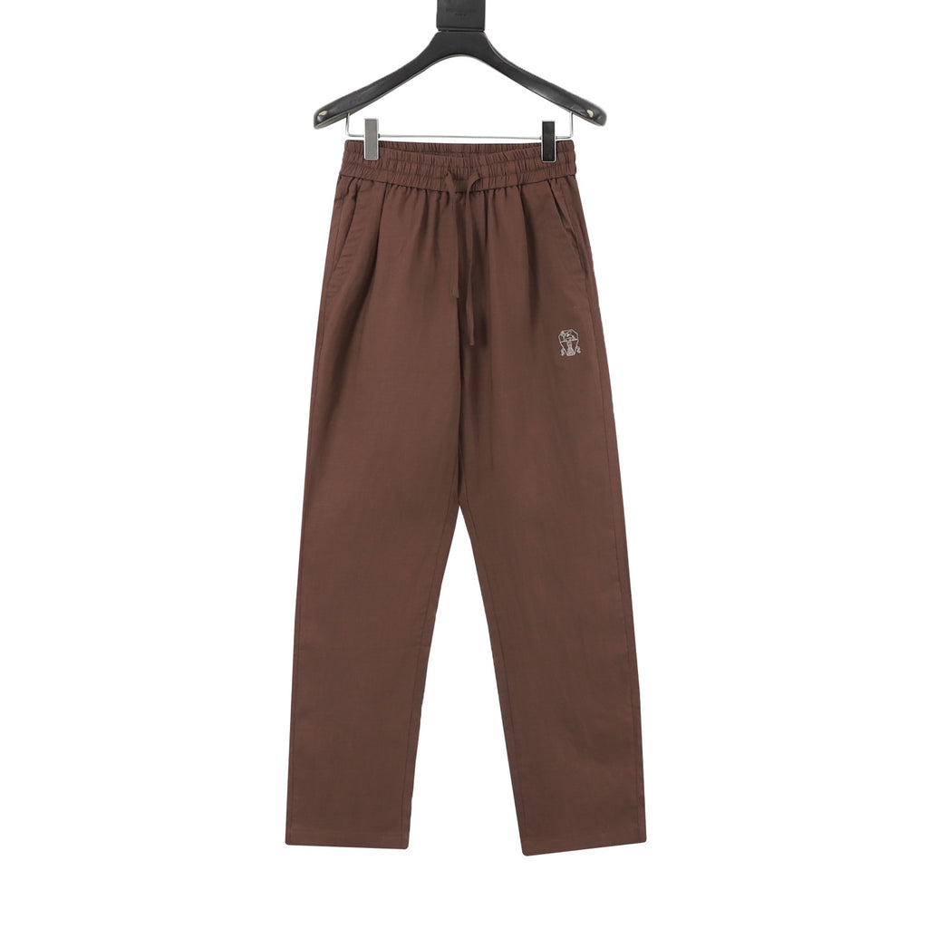 Loewe Women's Men's Brown Elasticated-Waist Linen Trousers