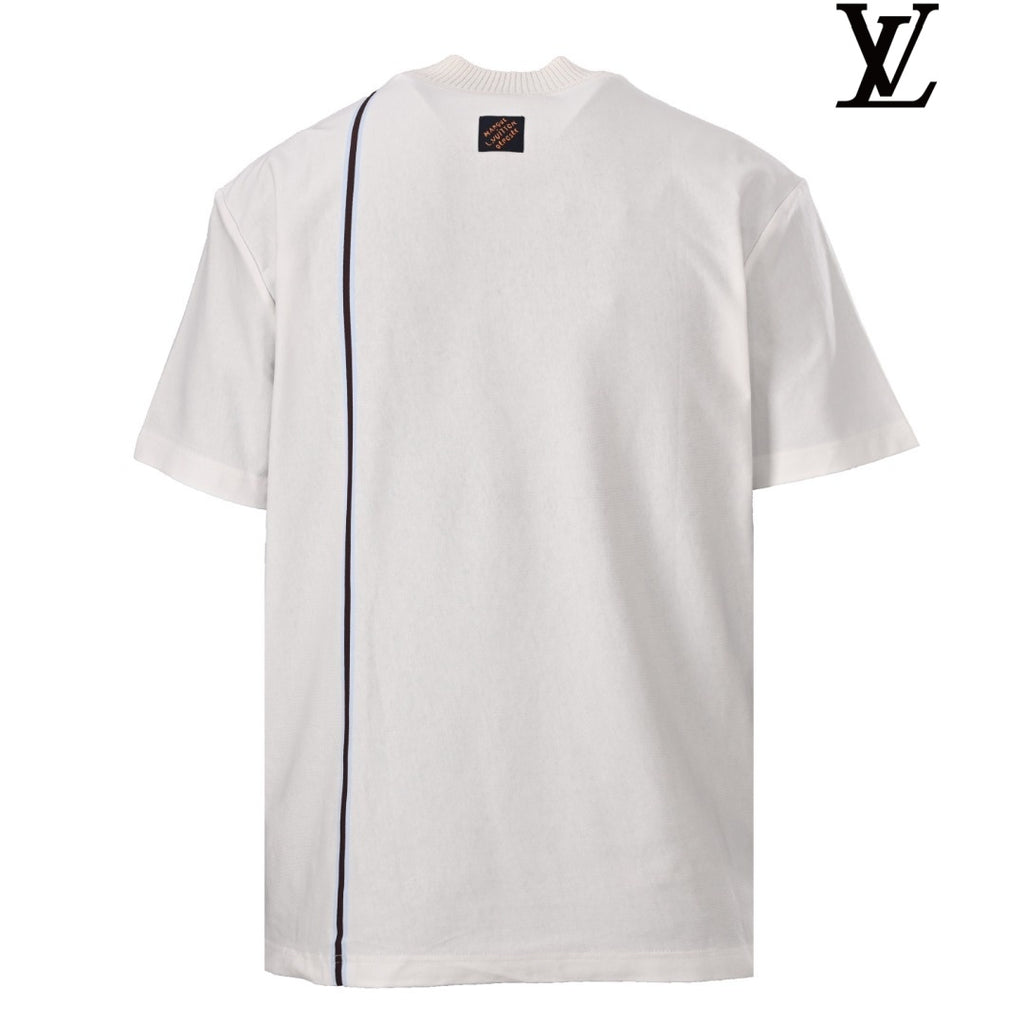 Louis Vuitton Men's White T-Shirt with Crown Patch