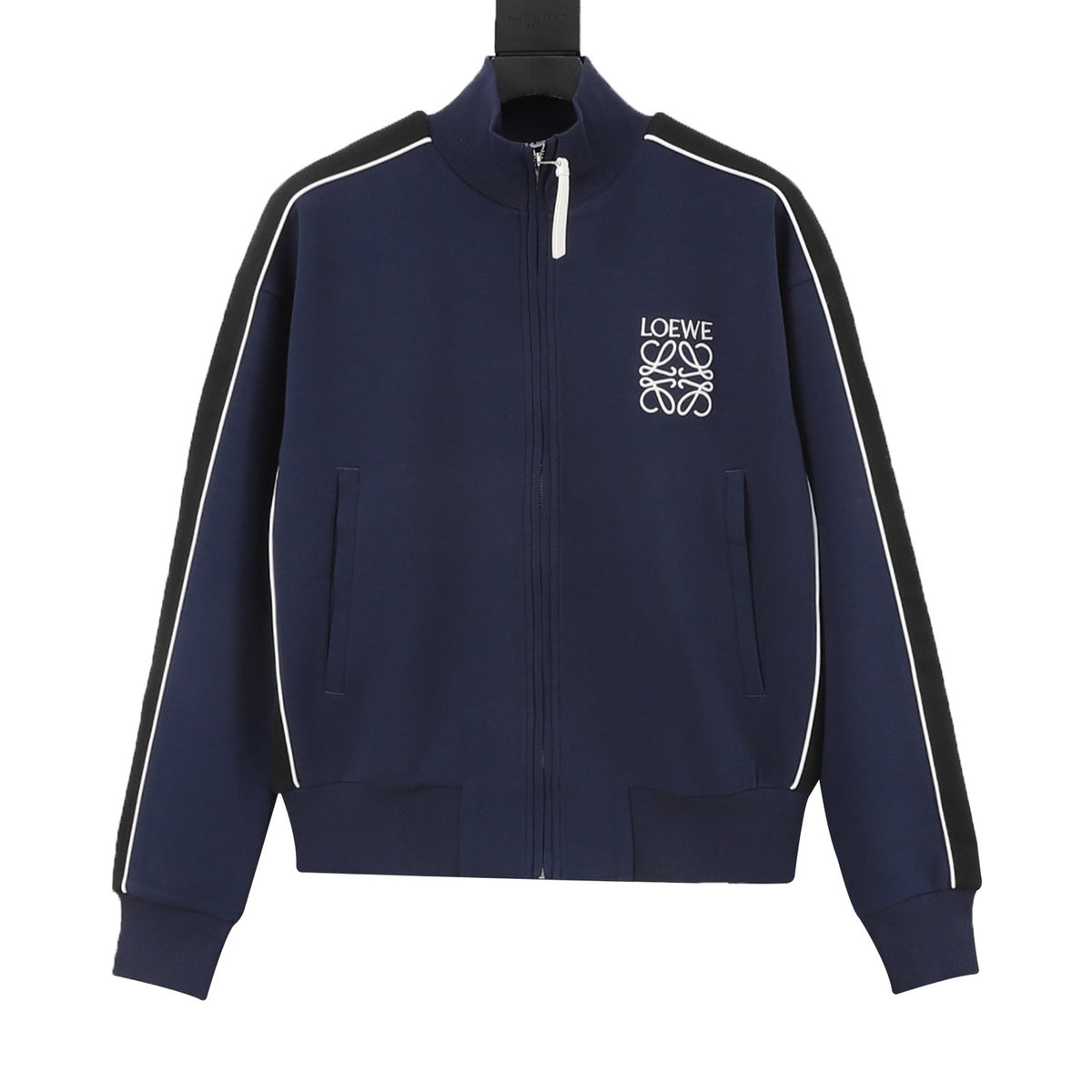 Loewe Women's Men's Navy Anagram Striped Zip-Up Track Jacket
