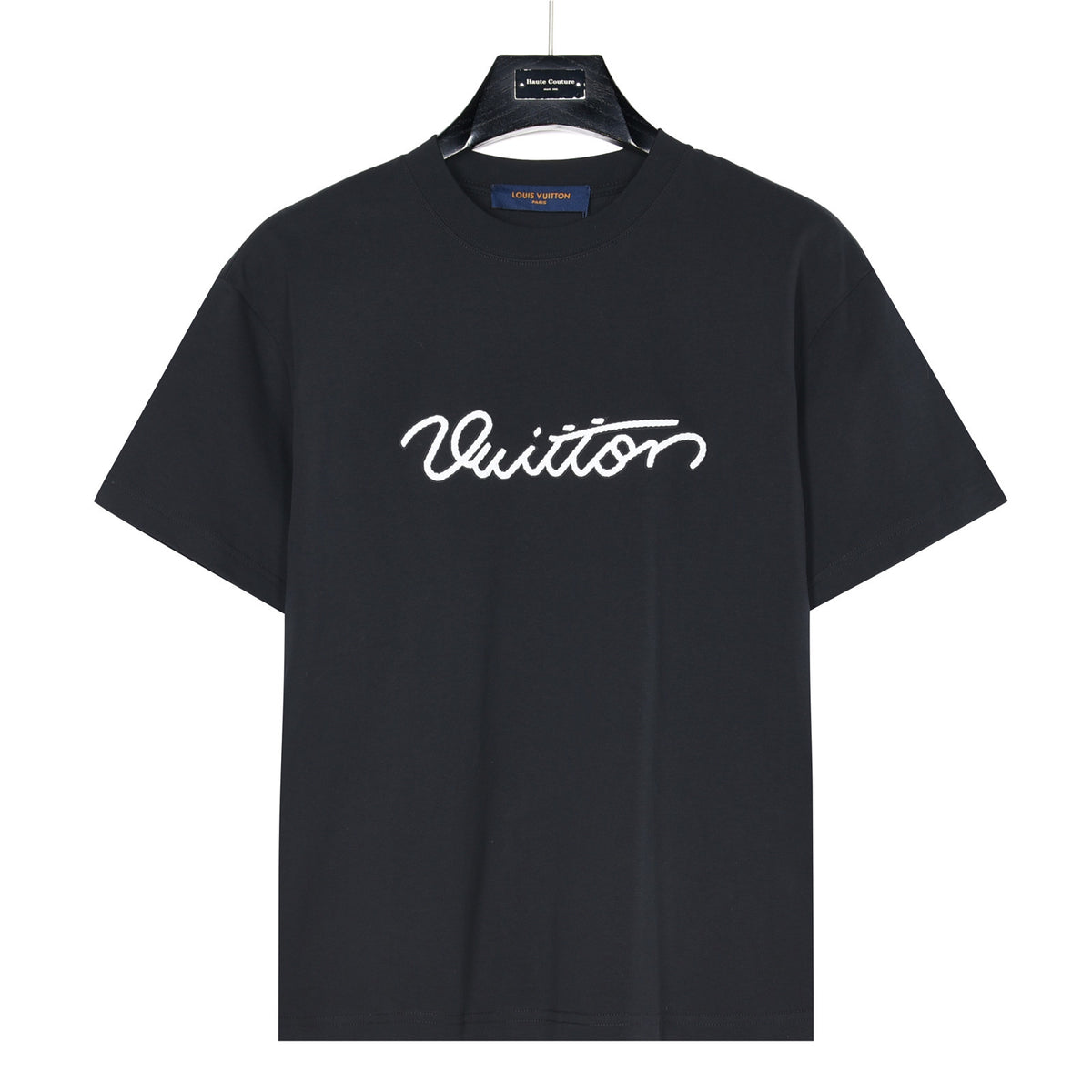 Louis Vuitton Script Vuitton Embroidered Short-Sleeve T-Shirt in Black