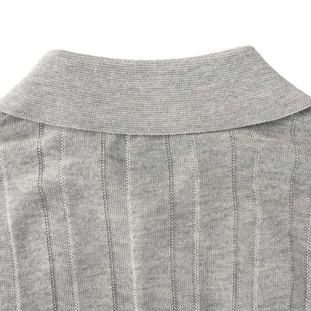 Brunello Cucinelli Cable-Knit Short-Sleeve Polo in Grey