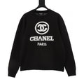 Chanel Yarn-Dyed Logo Knit Crew-Neck Sweater