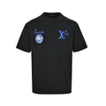 Louis Vuitton Equipe Blue Logo Print Short-Sleeve T-Shirt in Black